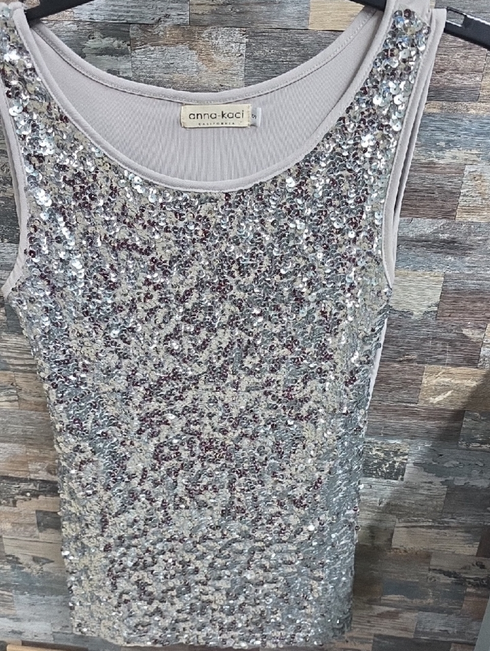 Anna-Kaci Silver Sequin Tank Top